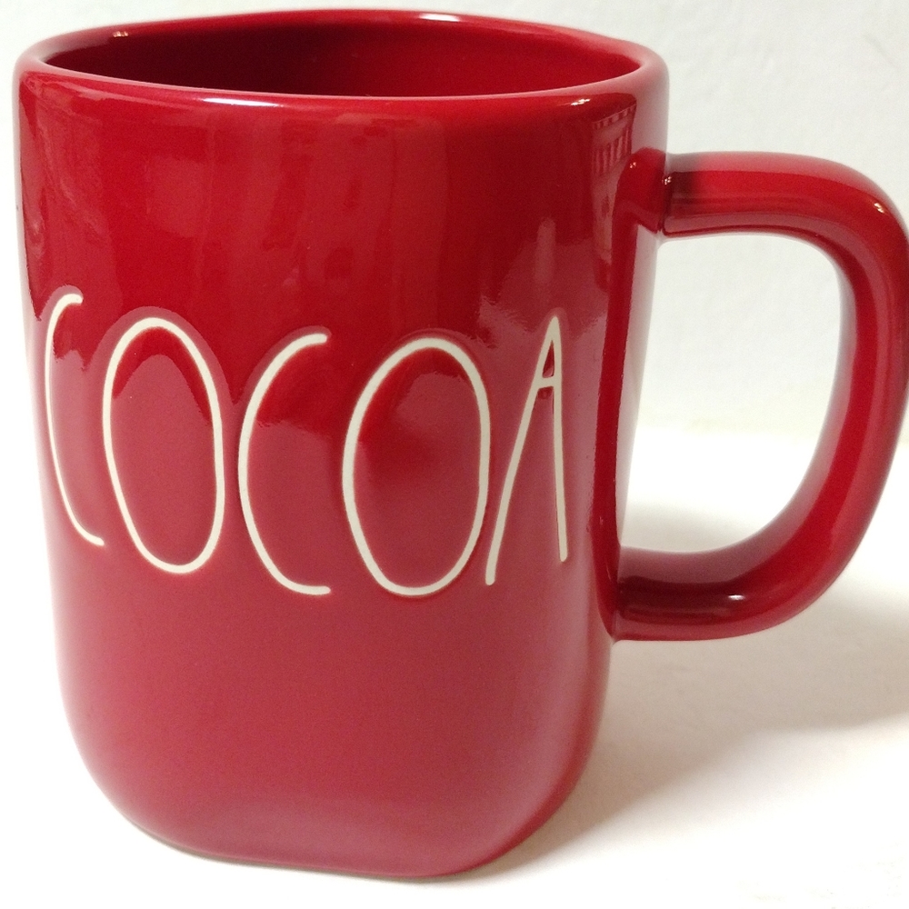 Rae Dunn COCOA Magenta Artisan Collection Large Ceramic Mug 16 oz Red